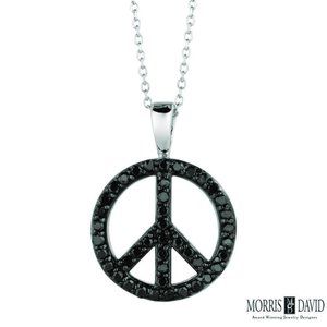 0.34 Carat Black Diamond Peace Sign Necklace